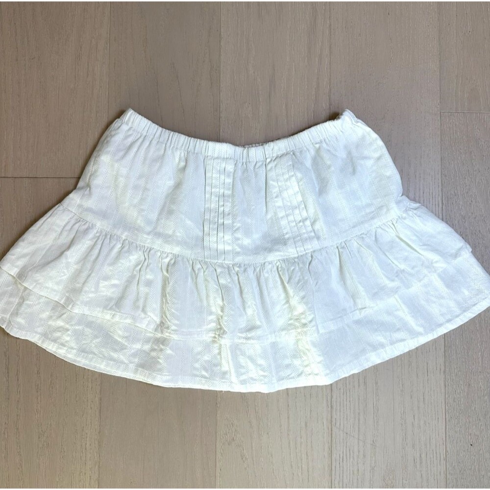 Tiered Mini Skirt Y2K Euro Summer Coastal Cottage Peasant Rouri Cotton 26"